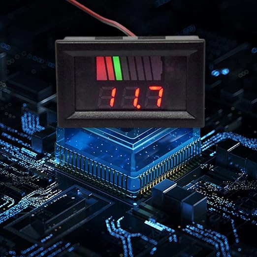 Battery Charge Level Indicator Universal Car Battery Capacity Meter Tester Checker 12V-72V Red Car Tester Motorcycle Checker Capacity Meter