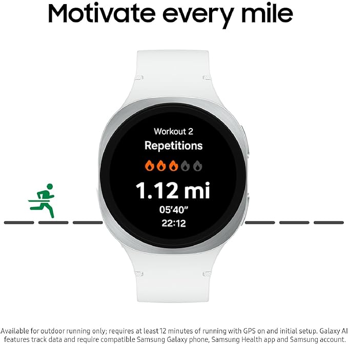 Samsung Galaxy Watch 8 (2025) 44mm Bluetooth Smartwatch, Cushion Design, Fitness Tracker, Sleep Coaching, Running Coach, Energy Score, Heart Rate Tracking, Silver [US Version, 2 Yr Warranty]