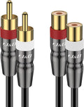 J&D 2 RCA Extension Cable Male to Female, Copper Shell Gold-Plated 2RCA Male to 2RCA Female Cable Stereo Audio Extender Cord Adapter, 3 Feet
