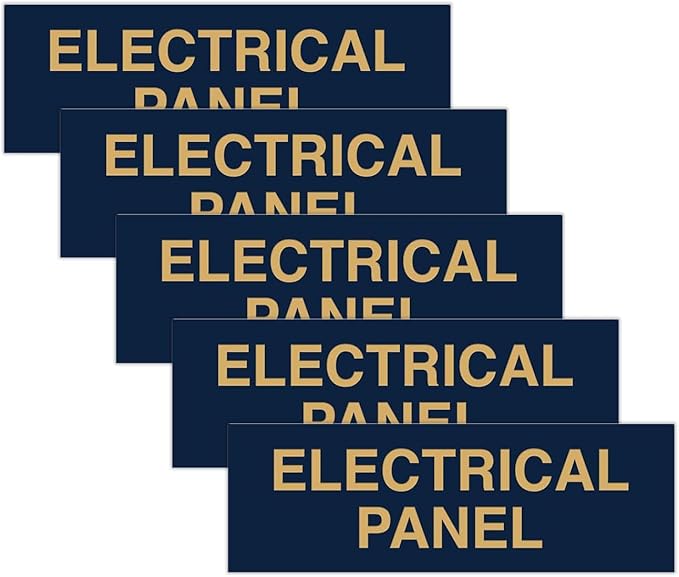 All Quality Basic Electrical Panel Sign - Fire Regulation Safety Compliance Sign - Blue/Gold - Large (5 Pack)