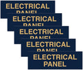 All Quality Basic Electrical Panel Sign - Fire Regulation Safety Compliance Sign - Blue/Gold - Small (5 Pack)