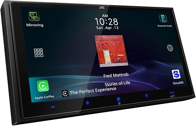 JVC KW-M795BW 6.92" HD Screen Double-DIN Bluetooth USB HDMI Input AM/FM Radio Digital Media Receiver, Steering Wheel Control Interface, Antenna Adapter Compatible Chrysler/Dodge/Jeep/Ford/GM 2002-Up