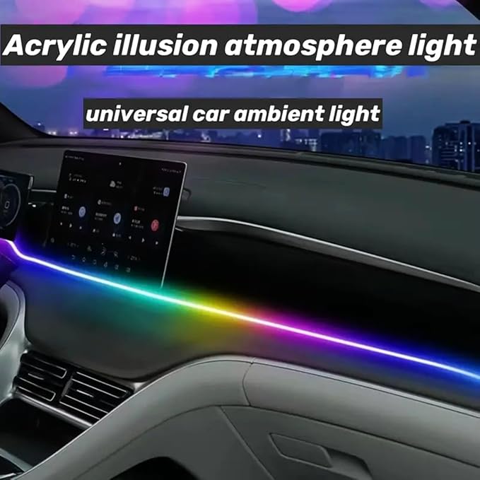 Goodream Interior Car Ambient Lighting Kit, 43.3 Inches RGB USB LED Ultrathin Acrylic Strip Lights Neon Accessories for Cars Truck SUV Center Console Dashboard with APP&Remote Control