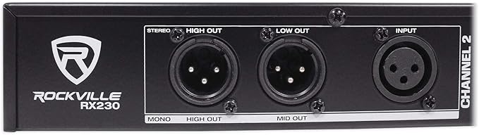 Rockville RX230 2-Way Stereo/3-Way Mono Crossover, XLR Input/Output, Adjustable Crossover Range, 24 dB/Octave Filters, Rack-Mountable for DJs and Live Sound
