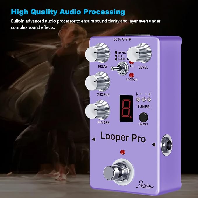 Rowin RE-05 Looper Pro Guitar Multi-Effect Pedals With Looper Delay Chorus Reverb And Tuner On one Pedal True Bypass