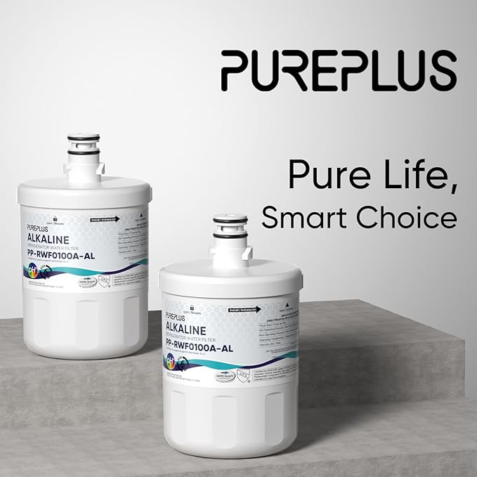 PUREPLUS Alkaline 5231JA2002A Replacement for LG LT500P, ADQ72910901, GEN11042FR-08, Kenmore 9890, 469890, HDX FML-1, ADQ72910907, LSC27925ST, LFX25974ST, LFX25973D, Refrigerator Water Filter, 2Pack