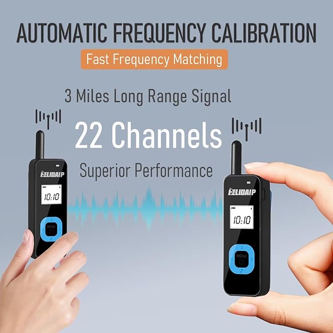 ELIDAIP T-M1 Super Mini Walkie Talkie for Adults,Portable Two Way Radios with Earpiece,Small 2 Way Radio for Restaurant, Workplace,Outdoor Sport,Hotel,Tourism,Skiing, Hiking,Supermarket,Black 2 Pack