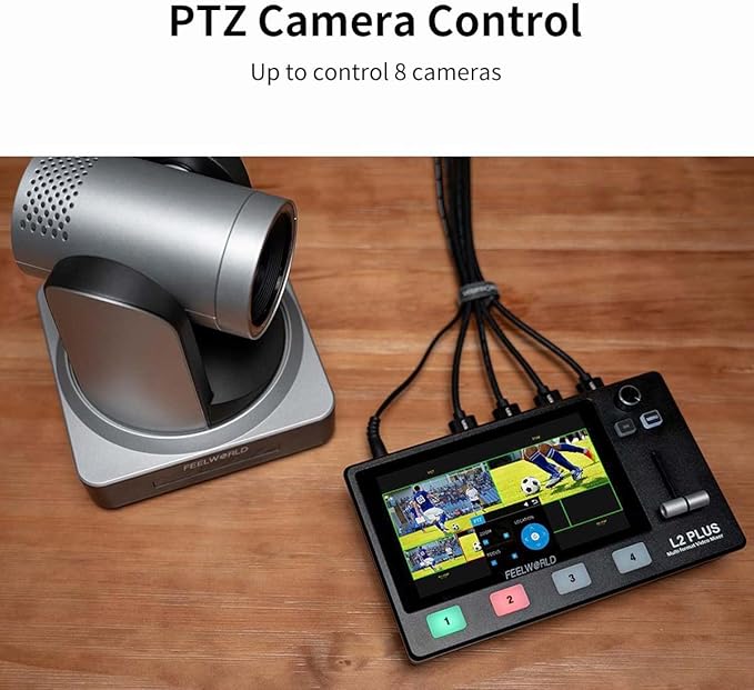 Feelworld L2 Plus 5.5" LCD Multi-Camera Video Mixer Switcher with Touch Screen PTZ Control Chroma Key USB3.0 for Live Streaming