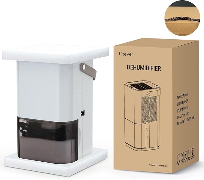 Litever Dehumidifier Highly Efficient for Home. Compact Quiet Portable with Auto Shut OFF. 57OZ Water Tank. Delay-Off Timer and Ambient Light. Good for Small Bedroom Bathroom Basement RV Camper Closet