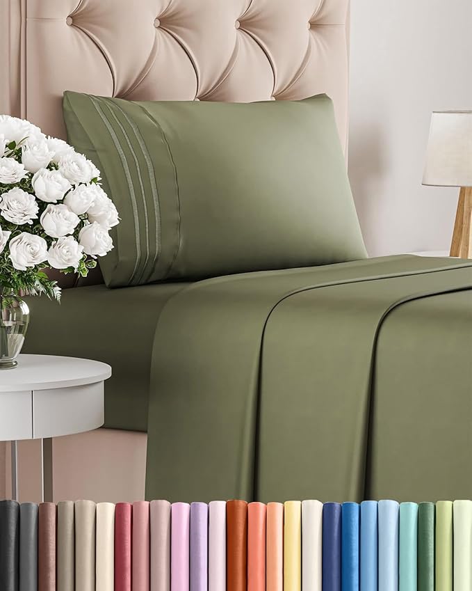 Twin Size 3 Piece Sheet Set - Comfy Breathable & Cooling Bed Sheets Set - Hotel Luxury Bedding for Women, Men, Kids, Teens, Boys & Girls - Deep Pockets, Soft and Wrinkle Free - Oeko-Tex - Sage Green