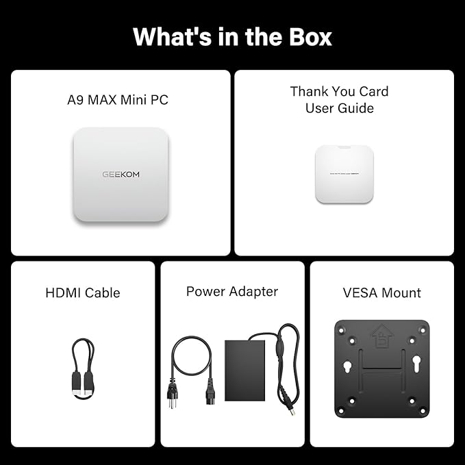 GEEKOM A9 Max AI Mini PC, with AMD Ryzen AI 9 HX 370 (80 Tops), Copilot+ PC, Radeon 890M, 32GB DDR5 (Not LPDDR), 2TB SSD, Win 11 Pro, WiFi 7, BT 5.4, USB4, HDMI 2.1, Dual 2.5GbE, 8K, 3-Year Warranty