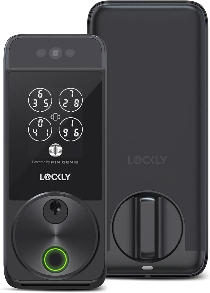 Lockly Visage Zeno Series Smart Lock, Facial Recognition & Fingerprint Keyless Entry Door Lock, Built-in Wi-Fi Deadbolt with Apple Home Key, PIN Genie Keypad, App Remote Control, Easy Installation