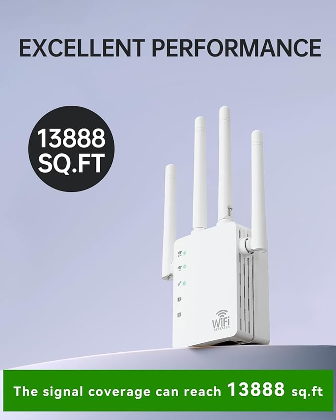 2026 WiFi Extender Signal Booster for Home, 10X Faster New Wireless Long Range Amplifier, Covers up to 13888 sq.ft, WiFi Booster Dual Band,WiFi Repeater with Ethernet Port & EasyMesh, Easy Setup