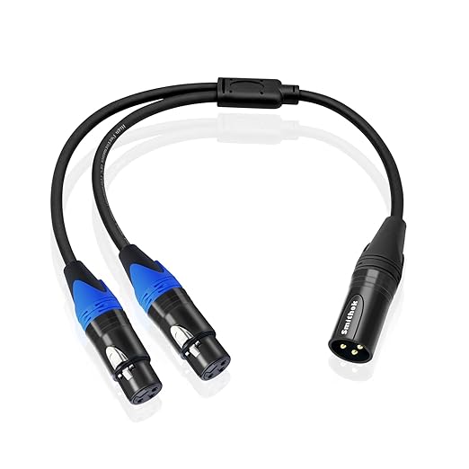 Smithok XLR Splitter Cable,Dual Female to Male Y Cable (XLR Splitter 3 Pin 2 Female to 1 Male),Balanced Microphone Splitter Cord Audio Adaptor - 1.6ft /0.5m