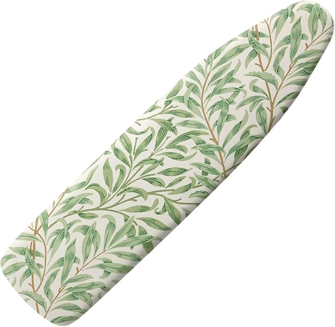 ZCFYGDX Ironing Board Cover Decor 14x45 Inch, Iron Board Cover with Nose Pocket, Nylon Buckle Fastening Stain Resistant Scorch Resistant,Protection Covers with Elastic Edge Fresh Green Leaf Print