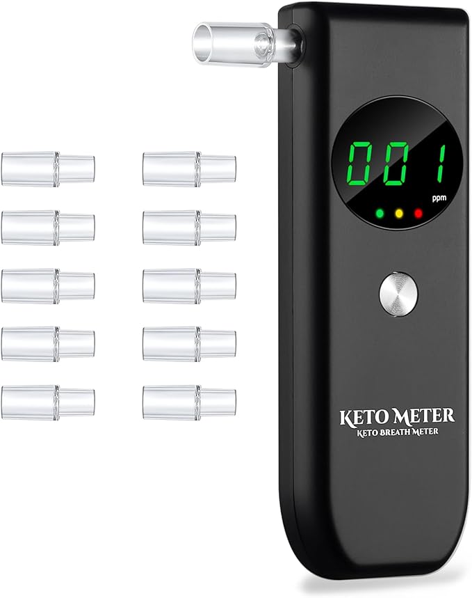 Home Ketosis Breath Analyzer, Professional Ketone Breath Monitoring Meter – High Precision Ketone Monitors Breath Analyzer Ketosis Tester with 10 Mouthpieces for Tracking Your Ketones