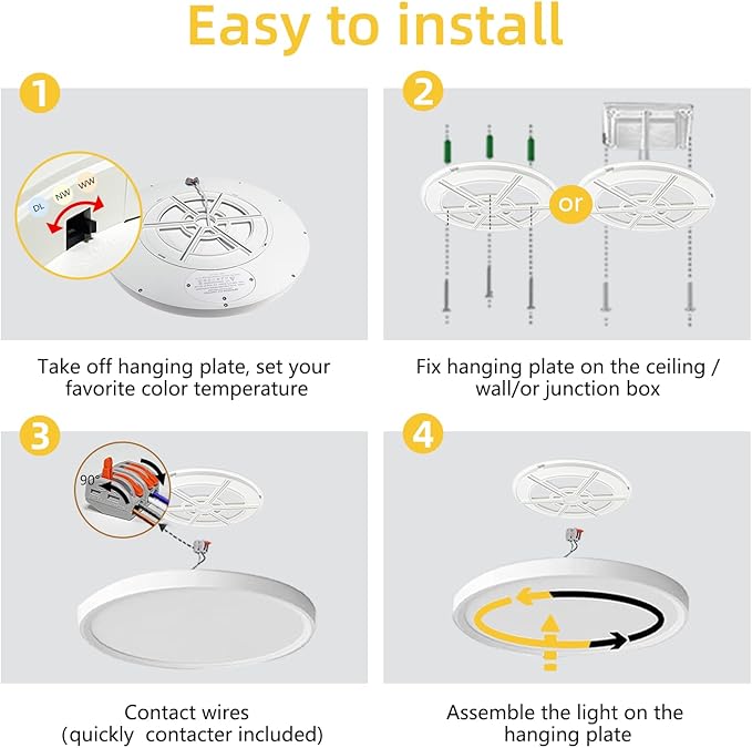 RLEDPZTX Led Flush Mount Ceiling Light,16 Inch 32w 3480lm,3000k/4000k/6000k 3CCT Selectable, Round Modern Flat Panel Super Slim Led Ceiling Light,for Living Dining Kitchen Bedroom Room (1Pack-White)