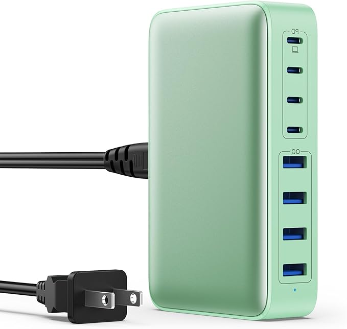 USB C Charger 200W USB C Charger Block GaN III 8-Port Fast Charging Station PD 65W Laptop Charger Adapter Compatible with MacBook Pro/Air,DELL,HP Surface,iPhone 15/14/13,Galaxy S23/22 (G)