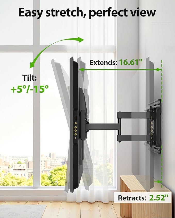 USX MOUNT Full Motion TV Wall Mount for Large TVs 42-97 Inch up to 150 lbs, Wall Mount TV Bracket with Swivel and Tilt, Fits 16",18", 24" Wood Studs, Max VESA 600x400mm Fit 65+ 75+ 85 86 90 TVs XML025