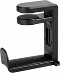 EURPMASK Rotating Headphone Stand - PC Gaming Headset Holder, Adjustable Clamp-on Under Desk Hanger With 360 Degree Swivel & Cable Clip Organizer - Black
