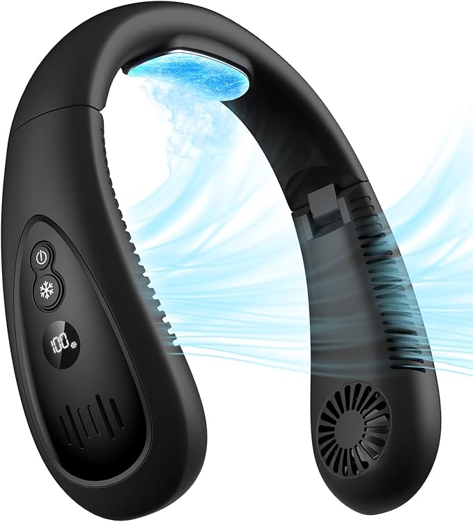 GAITIR Neck Air Conditioner, Portable Neck Fan with Cooling Plate 360°Cooling Airflow, 5000mah Rechargeable USB Fan Hands Free Bladeless Wearable Foldable Mini Fan for Men Women Home Office Outdoor