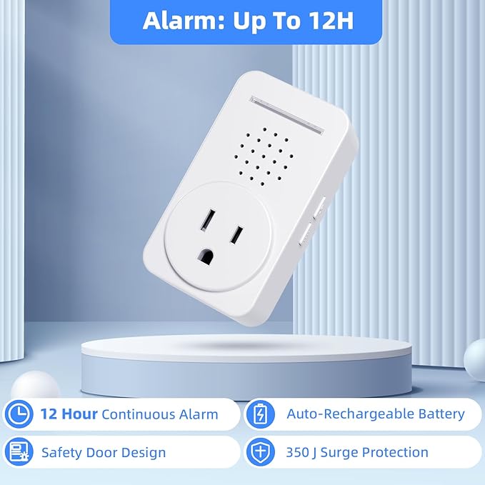 Power Failure Alarm, Upgrade Loud 120dB Adjustable 6 Siren Power Outage Alarm for Freezer 12H Alert & HV/LV Alert for Freezer,Fridge, Basement,Garage