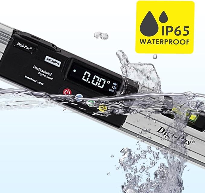 DigiPas DWL680PRO WATERPROOF IP65 Digital Electronic Level, 0.05°, BRIGHT LED display, 24-inch length