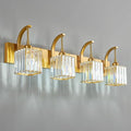 FDPBY Crystal Vanity Lights 4-Light Gold Bathroom Vanity Lights Modern Crystal Bathroom Light Fixtures Over Mirror 32.67" Long Vanity Light for Bathroom