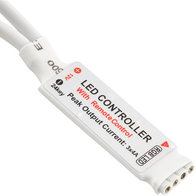 ABI Inline IR Controller with 24 Key Remote for 12V RGB LED Strip Light (5-Pack)
