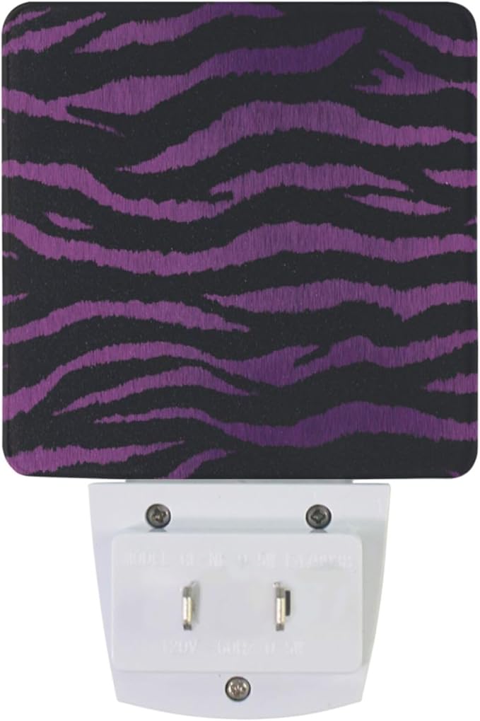 Pigsaly Led Night Light Black Magenta Purple Tiger Stripe Night Light Plug in Wall Lamp Smart Dusk to Dawn Sensor Nightlight Led Lamp Energy Saving Lights Gift for Kids Room Bedroom Bathroom Hallway