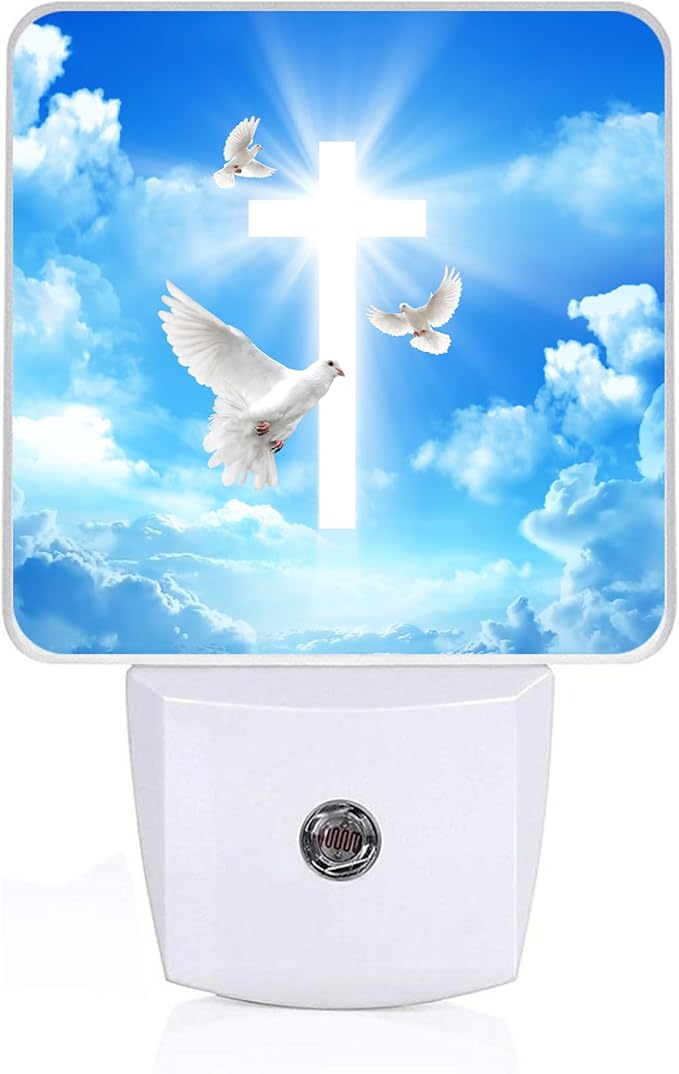 GANTINIR Cross Heaven Night Light, Plug-into Blessed Nightlight White LED Lamp, Energy Efficient Decor Desk Lamp for Bedroom Hallway Stairs Bathroom