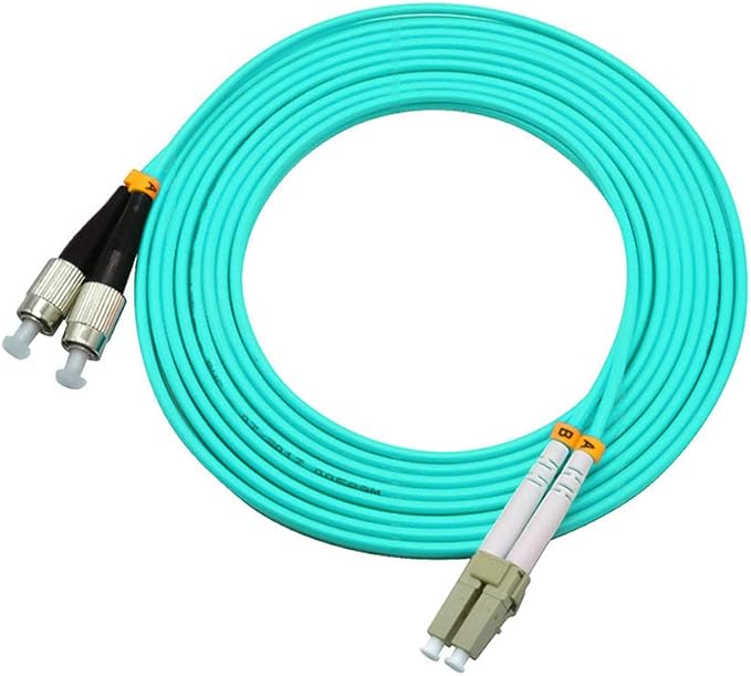 Jeirdus 5Meters 16ft LC to FC Duplex 50/125 10G OM3 Multi-Mode Fiber Optic Cable Jumper Optical Patch Cord LC-FC