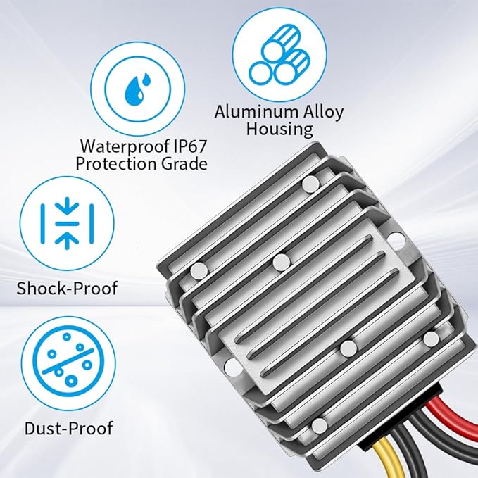 DC 36V/48V Step Down to 24V 20A 480W, DC 36V 48V Buck to 24V Voltage Regulator, IP67 Waterproof Power Supply Module Buck Transformer for Golf Cart Forklifts Car Truck Boat Vehicle