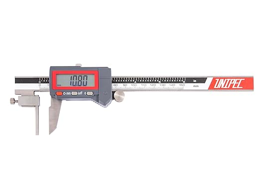 UNIPEC Digital Tube Thickness Caliper 0-150mm / 0-6", IP54 Coolant & Fluid Resistant Electronic Caliper, ±0.02mm Accuracy, 0.01mm/0.0005" Resolution, with Locking Dial for Measured Value Fixation