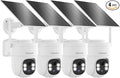 VIZIUUY Solar Security Cameras Wireless Outdoor 4 Pack, 3MP Security Cameras Wireless Outdoor, Pan Tilt 360°WiFi Camera with Color Night Vision/PIR Sensor/2-Way Audio/Alexa