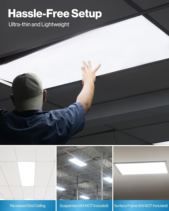 Sunco 2x4 LED Flat Panel Light Drop Ceiling Office Fixture, 7700 LM, Selectable Features, 40W/50W/60W, 4000K/5000K/6000K, Dimmable (0-10V), Dustproof ETL 2 Pack