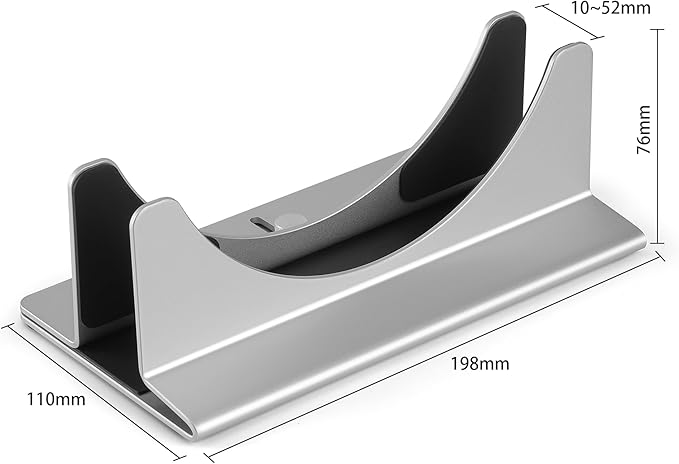 Psitek Adjustable Mac mini Stand Aluminium Vertical Laptop Holder Desk Mount - Universal Fit for Mac mini 2005-2023, Compatible with Laptop and Mini PC - Slot Width (10-52mm/0.4-2 inch)