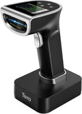 Tera Barcode Scanner Wireless with Screen: Pro Version 1D 2D QR with Digital Setting Keypad Power Switch Charging Cradle Works with Bluetooth 2.4G Wireless Bar Code Reader HW0015 Silver