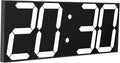 CHKOSDA LED Large Digital Wall Clock, Oversize Wall Clock with 6” Numbers, Remote Control Count up/Countdown Timer Clock, Auto Dimmer, Big Calendar and Thermometer(White)