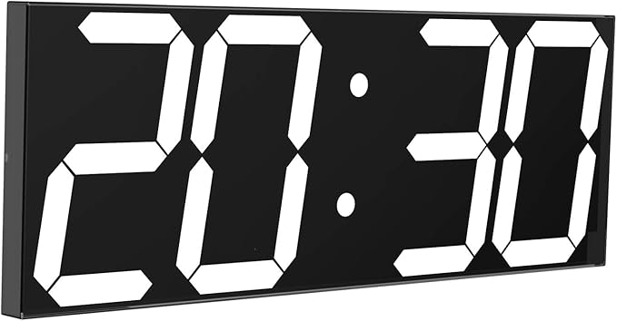 CHKOSDA LED Large Digital Wall Clock, Oversize Wall Clock with 6” Numbers, Remote Control Count up/Countdown Timer Clock, Auto Dimmer, Big Calendar and Thermometer(White)