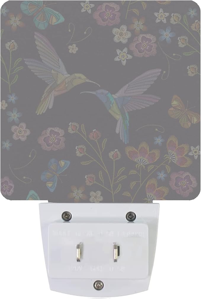 Smoaffly Vintage Hummingbird Butterfly Flowers Night Light Plug-in LED Nightlights Auto Sensor Night Lamp Dusk-to-Dawn Lamp Home Decor for Nursery Children Girls Boys