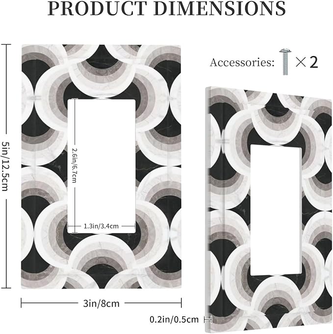 Bvtewkhz Black/White Art Marble 1 Gang Single Rocker Decorative Light Switch Covers Electrical Faceplate Switch Plates for Bathroom Kitchen Home