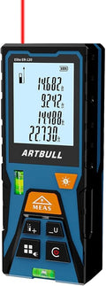 Laser Distance Meter 393ft – Digital Laser Measuring Tool with LCD Backlit Display, Area Volume Pythagorean, ±2mm Accuracy, Class II, Electronic Tape Measure for DIY Construction – AAA Battery Powered