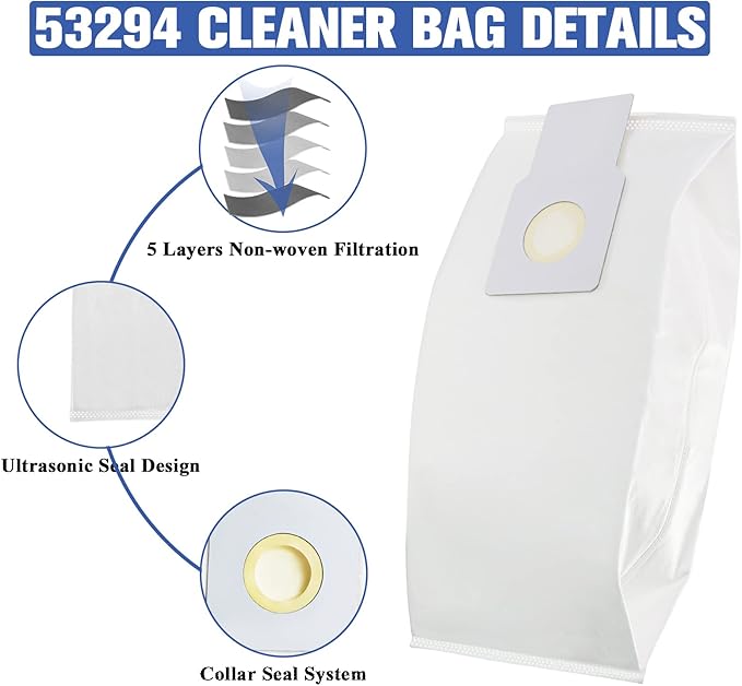 53294 Type O HEPA Cloth Vacuum Bags Replacement for Kenmore Upright Vacuum Cleaners, 6 Pack