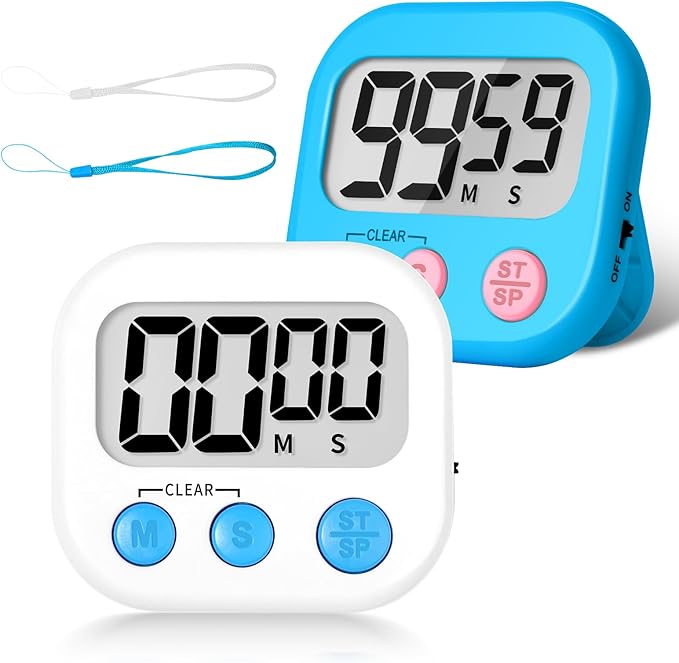 ZILLEEN Classroom Timer for Kids Teachers 2 Pack Digital Timers, Blue & White
