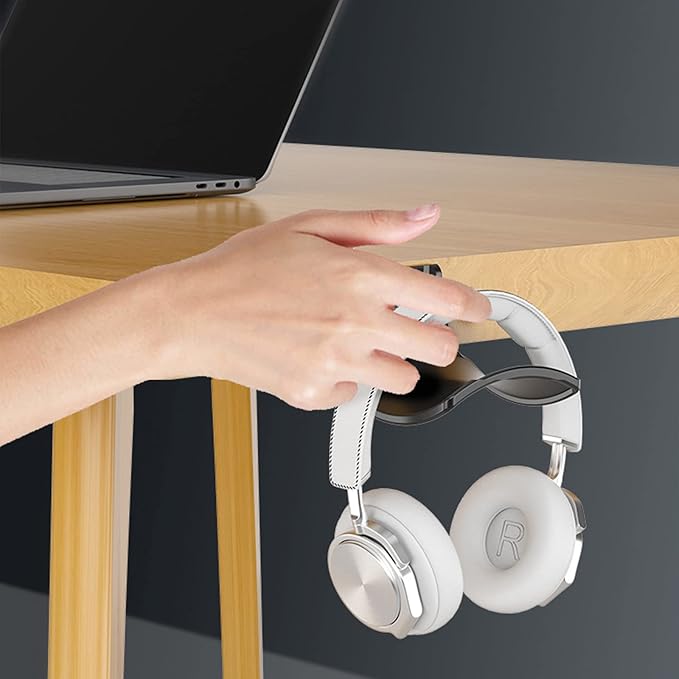 SIROLISA 2-Pack Headphone Stand Hanger Wall Hooks, Save Space Headset Stand Holder for Universal Gaming Headset Airpods Max Sony Bose Beats, Strong Adhesive with Screws, White