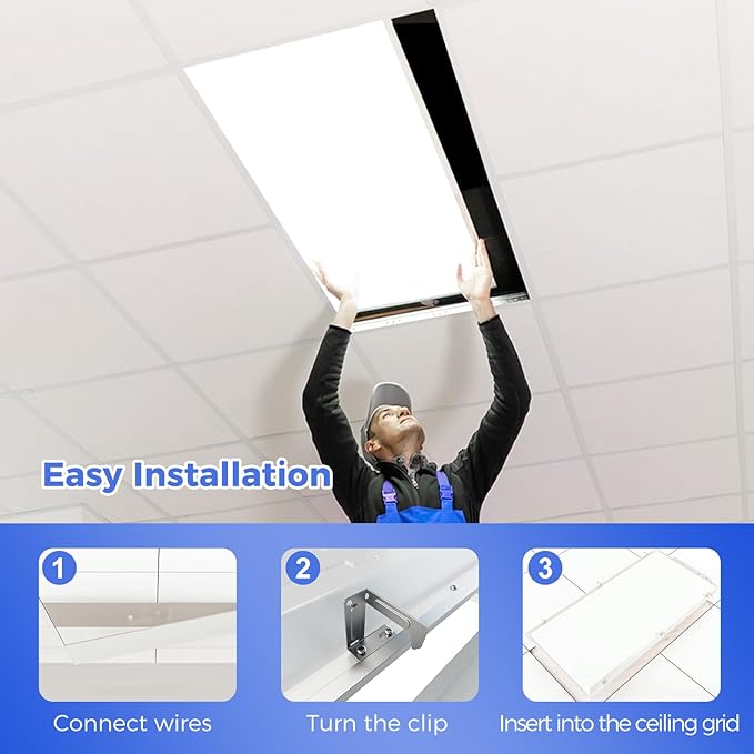 AIKVSXER 1 Pack 2x4 LED Flat Panel Light - Selectable 5 CCT 3000K-6500K & 5 Wattage 30-70W 7700Lm 0-10V Dimmable 2 x 4 led Drop Ceiling Light Fixture 120-277V for Commercial and Home
