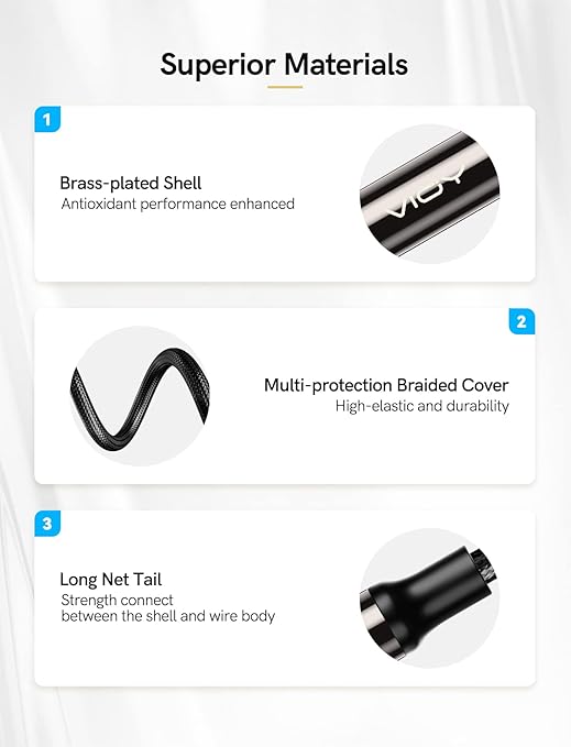 VIOY Coaxial Digital Audio Cable (6.6 FT), [Gold-Plated & Braided] Subwoofer Cable RCA Male to Male HiFi 5.1 SPDIF Stereo Audio Cable for Home Theater, HDTV, Amplifier Speaker Soundbar