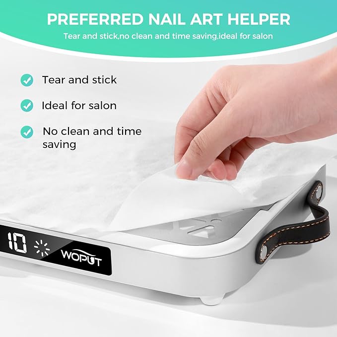 Woput Nail Dust Collector, 1600PA Professional Nail Vacuum Dust Collector Fan with Filter Papers (30 Pcs) for Acrylic Nail Polishing & Manicure at Nail Salon & Home - White