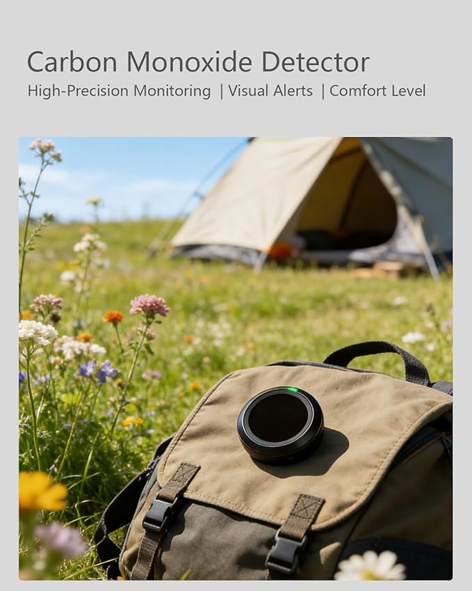 Portable Rechargeable Carbon Monoxide Detector & Monitor – CO Tester with Over-Limit Alarm, Audible Alert and Breathing Light for Home, Car, RV, Camping, Travel